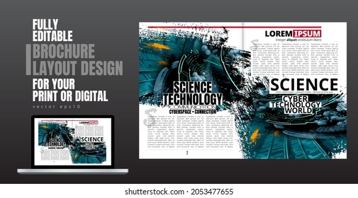 Brochure, ebook or presentation mockup with technology subject ready for use, vector illustration easy to editable