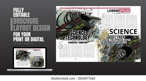 Brochure, ebook or presentation mockup with technology subject ready for use, vector illustration easy to editable