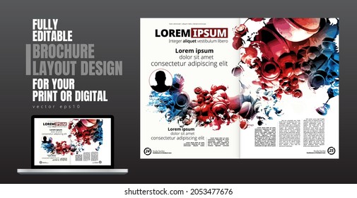Brochure, ebook or presentation mockup with technology subject ready for use, vector illustration easy to editable