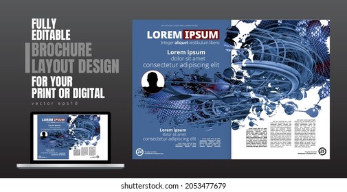 Folleto, libro de edición o simulación de presentación con tema de tecnología listo para su uso, ilustración vectorial fácil de editar