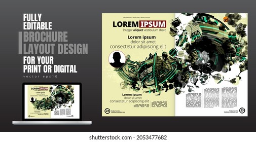 Brochure, ebook or presentation mockup with technology subject ready for use, vector illustration easy to editable