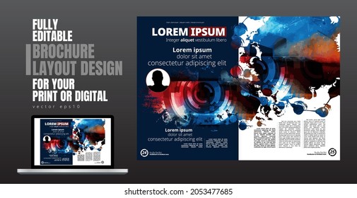 Brochure, ebook or presentation mockup with technology subject ready for use, vector illustration easy to editable