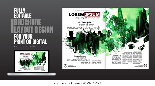 Brochure, ebook or presentation mockup with technology subject ready for use, vector illustration easy to editable