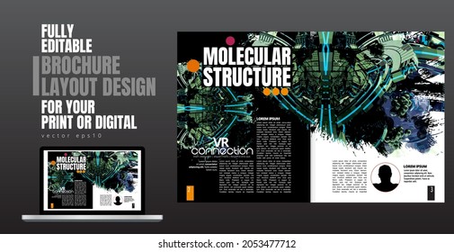 Brochure, ebook or presentation mockup with technology subject ready for use, vector illustration easy to editable