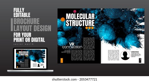 Brochura, e-book ou maquete de apresentação com tema de tecnologia pronto para uso, ilustração vetorial fácil de editar