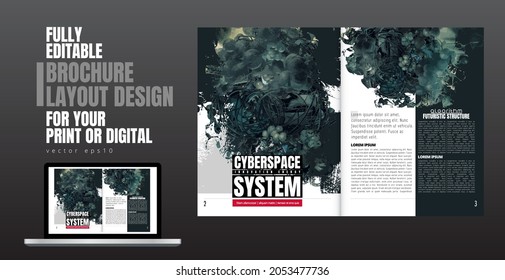 Brochure, ebook or presentation mockup with technology subject ready for use, vector illustration easy to editable