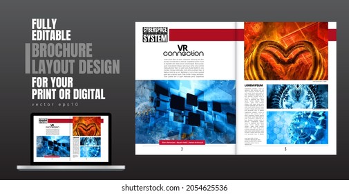 Brochure, ebook or presentation mockup with technology subject ready for use, vector illustration easy to editable