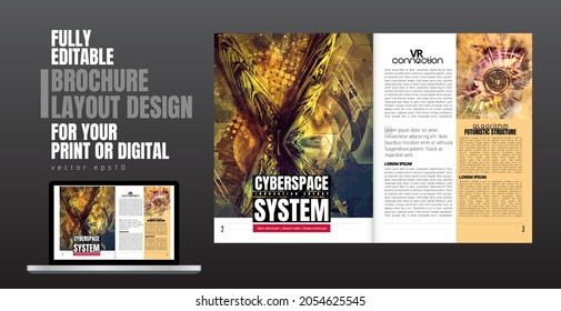 Brochure, ebook or presentation mockup with technology subject ready for use, vector illustration easy to editable