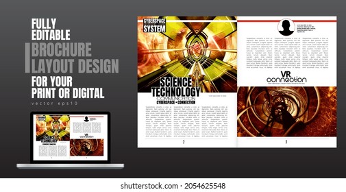 Brochure, ebook or presentation mockup with technology subject ready for use, vector illustration easy to editable