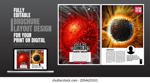 Brochure, ebook or presentation mockup with technology subject ready for use, vector illustration easy to editable