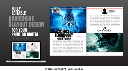 Brochure, ebook or presentation mockup with technology subject ready for use, vector illustration easy to editable