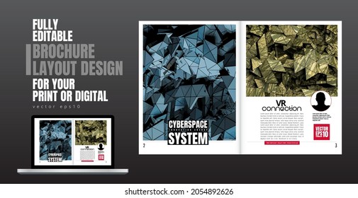 Brochure, ebook or presentation mockup with technology subject ready for use, vector illustration easy to editable