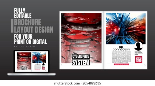 Brochure, ebook or presentation mockup with technology subject ready for use, vector illustration easy to editable