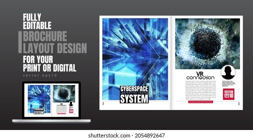 Brochure, ebook or presentation mockup with technology subject ready for use, vector illustration easy to editable