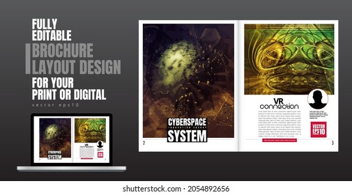 Brochure, ebook or presentation mockup with technology subject ready for use, vector illustration easy to editable