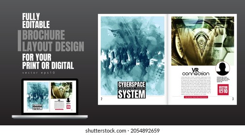 Brochure, ebook or presentation mockup with technology subject ready for use, vector illustration easy to editable