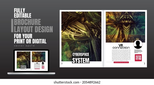 Brochure, ebook or presentation mockup with technology subject ready for use, vector illustration easy to editable