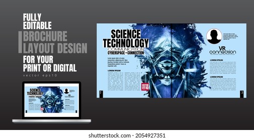 Brochure, ebook or presentation mockup with technology subject ready for use, vector illustration easy to editable