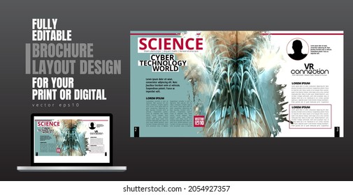 Brochure, ebook or presentation mockup with technology subject ready for use, vector illustration easy to editable