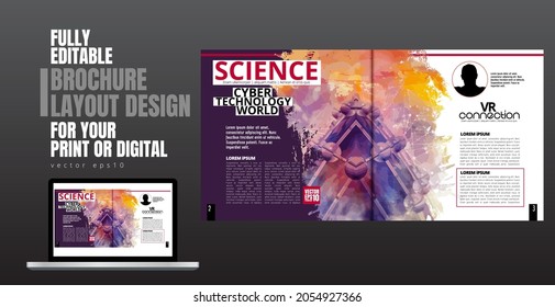 Brochure, ebook or presentation mockup with technology subject ready for use, vector illustration easy to editable