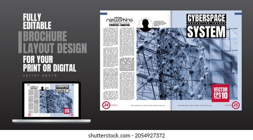 Brochure, ebook or presentation mockup with technology subject ready for use, vector illustration easy to editable