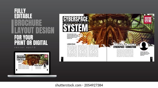 Brochure, ebook or presentation mockup with technology subject ready for use, vector illustration easy to editable