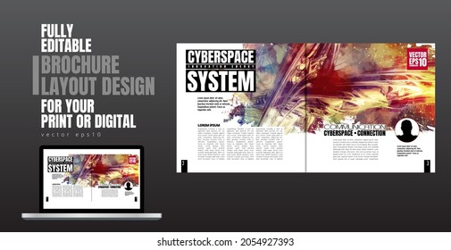 Brochure, ebook or presentation mockup with technology subject ready for use, vector illustration easy to editable