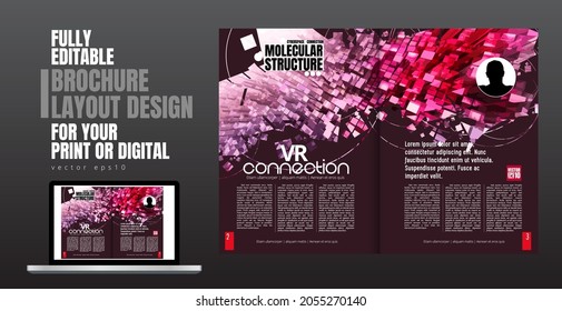 Brochure, ebook or presentation mockup with technology subject ready for use, vector illustration easy to editable
