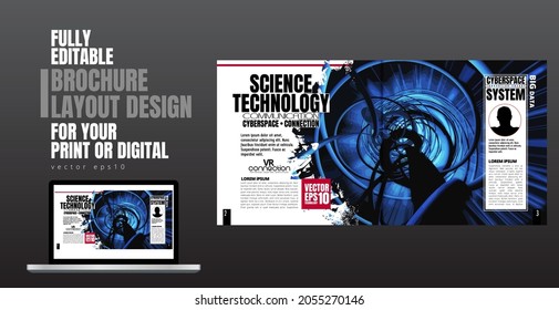 Brochure, ebook or presentation mockup with technology subject ready for use, vector illustration easy to editable
