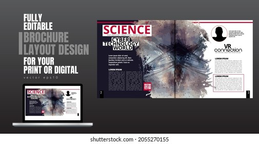 Brochure, ebook or presentation mockup with technology subject ready for use, vector illustration easy to editable
