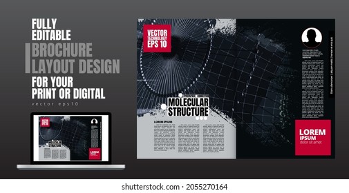 Brochure, ebook or presentation mockup with technology subject ready for use, vector illustration easy to editable
