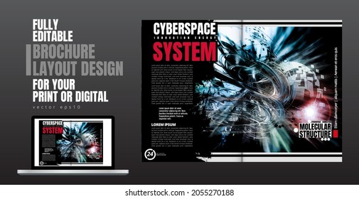 Brochure, ebook or presentation mockup with technology subject ready for use, vector illustration easy to editable
