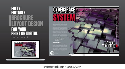 Folleto, libro de edición o simulación de presentación con tema de tecnología listo para su uso, ilustración vectorial fácil de editar

