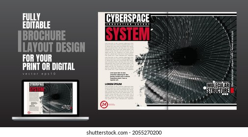 Brochure, ebook or presentation mockup with technology subject ready for use, vector illustration easy to editable
