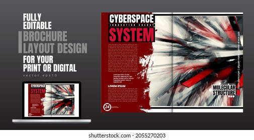 Folleto, libro de edición o simulación de presentación con tema de tecnología listo para su uso, ilustración vectorial fácil de editar
