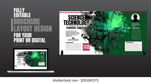 Brochure, ebook or presentation mockup with technology subject ready for use, vector illustration easy to editable