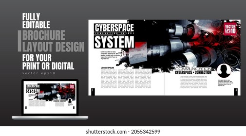 Brochure, ebook or presentation mockup with technology subject ready for use, vector illustration easy to editable