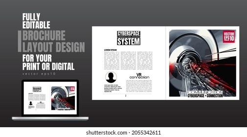 Brochure, ebook or presentation mockup with technology subject ready for use, vector illustration easy to editable
