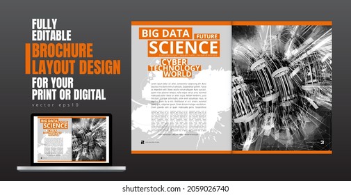 Brochure, ebook or presentation mockup with technology subject ready for use, vector illustration easy to editable