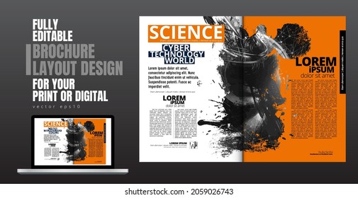 Brochure, ebook or presentation mockup with technology subject ready for use, vector illustration easy to editable