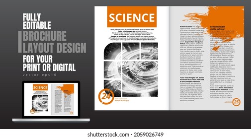 Brochure, ebook or presentation mockup with technology subject ready for use, vector illustration easy to editable
