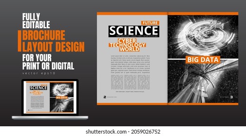 Brochure, ebook or presentation mockup with technology subject ready for use, vector illustration easy to editable