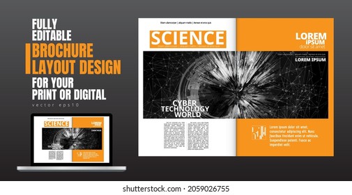 Brochure, ebook or presentation mockup with technology subject ready for use, vector illustration easy to editable