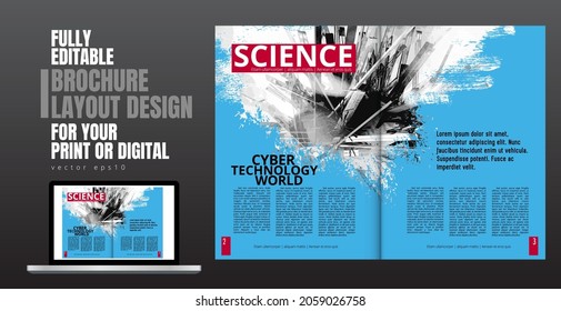 Brochure, ebook or presentation mockup with technology subject ready for use, vector illustration easy to editable