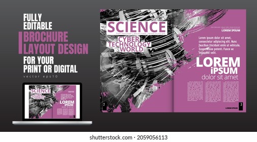 Brochure, ebook or presentation mockup with technology subject ready for use, vector illustration easy to editable
