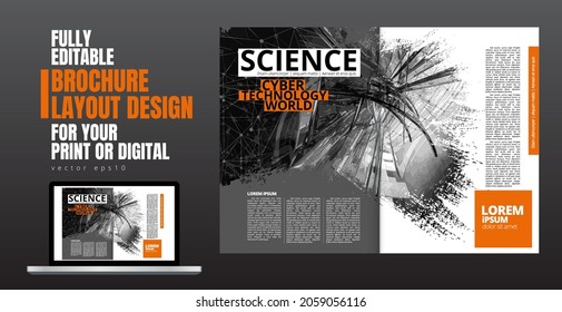 Brochure, ebook or presentation mockup with technology subject ready for use, vector illustration easy to editable