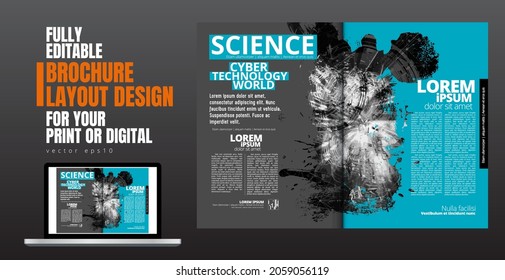 Brochure, ebook or presentation mockup with technology subject ready for use, vector illustration easy to editable