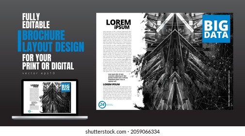 Brochure, ebook or presentation mockup with technology subject ready for use, vector illustration easy to editable