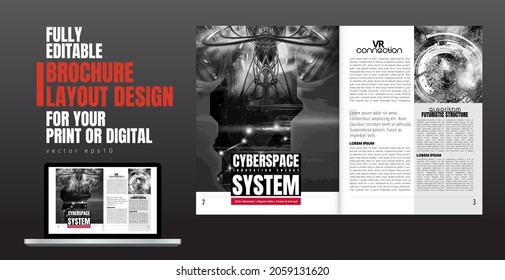 Brochure, ebook or presentation mockup with technology subject ready for use, vector illustration easy to editable