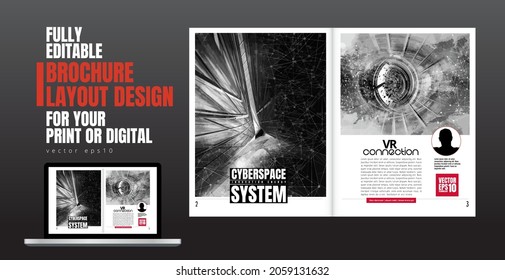 Brochure, ebook or presentation mockup with technology subject ready for use, vector illustration easy to editable